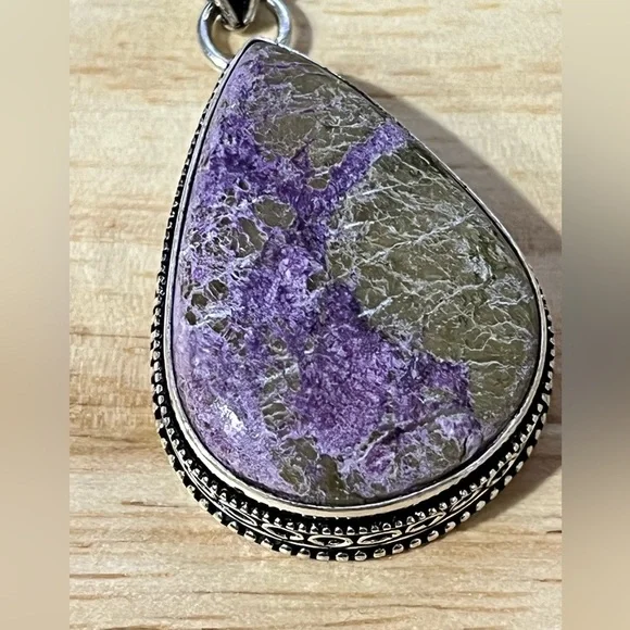 ATLANTISITE GEMSTONE 925 STAMPED SILVER PLATED PENDANT - Picture 4 of 5